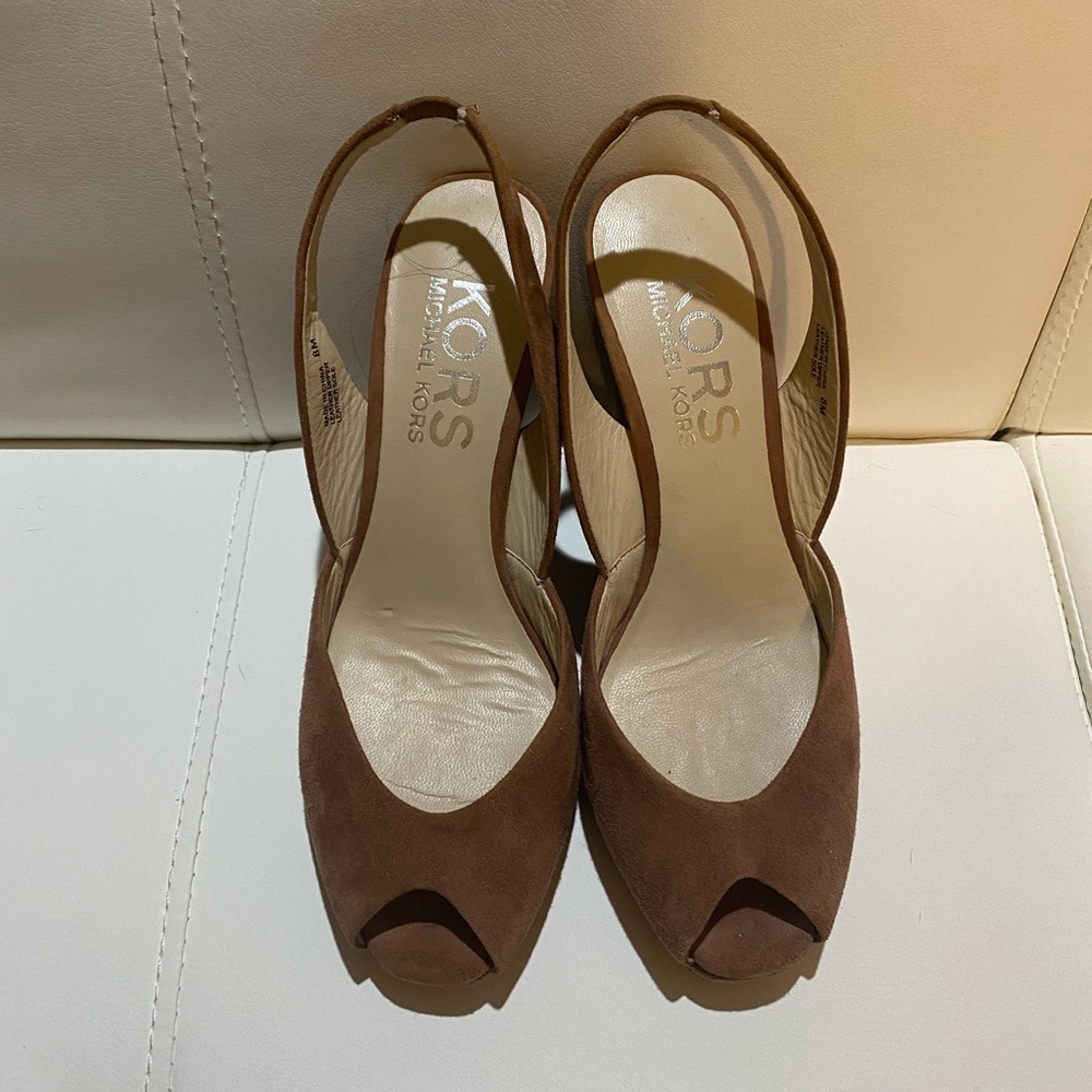 Michael Kors Vivian Cognac Suede Sling-back